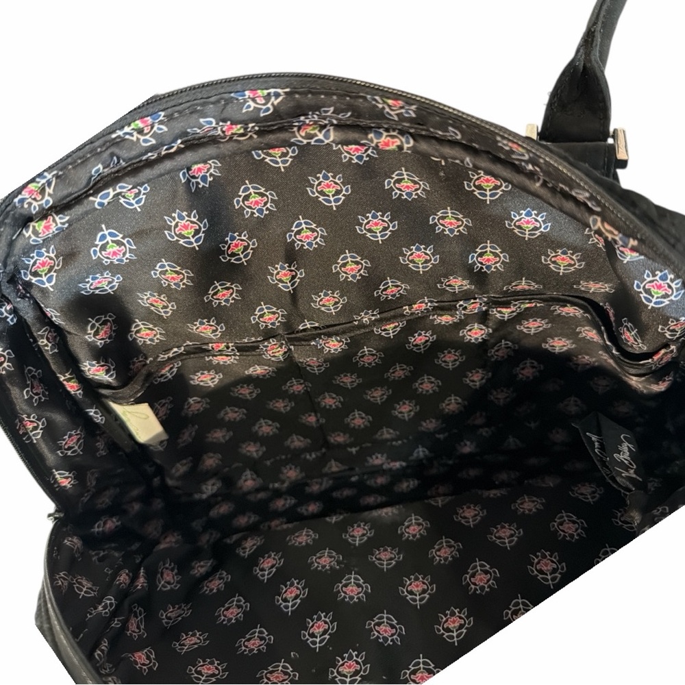 Vera Bradley Black Quilted Bowler‎ Tote Bag - Picture 3 of 3